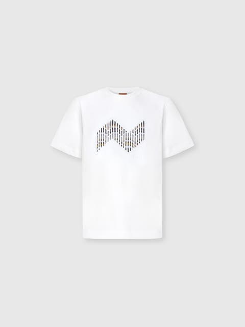 Short Sleeve T-shirt With Geometric Zigzag Insert And Logo