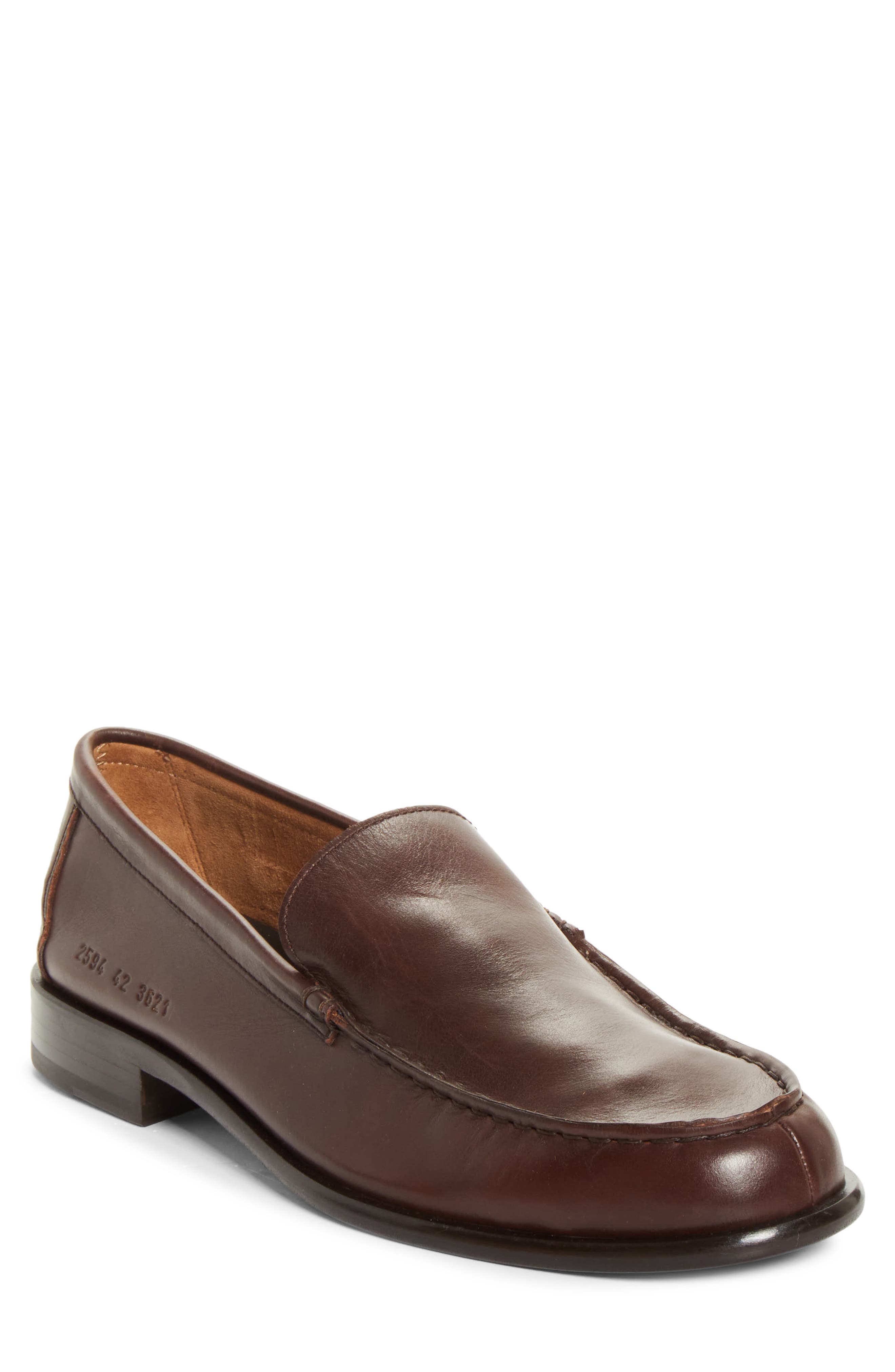 Minimal Leather Loafer, Main, color, BROWN