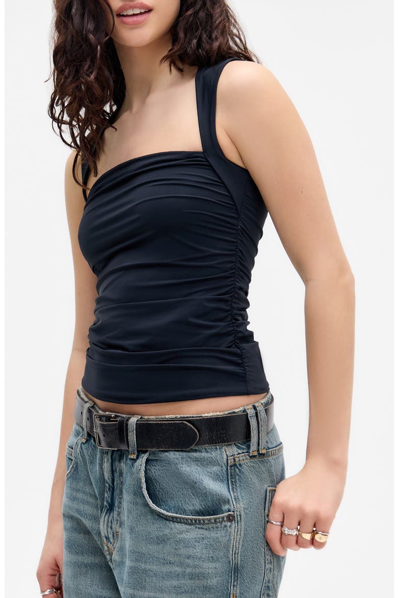 Bailey Ruched Tank, Main, color, BLACK