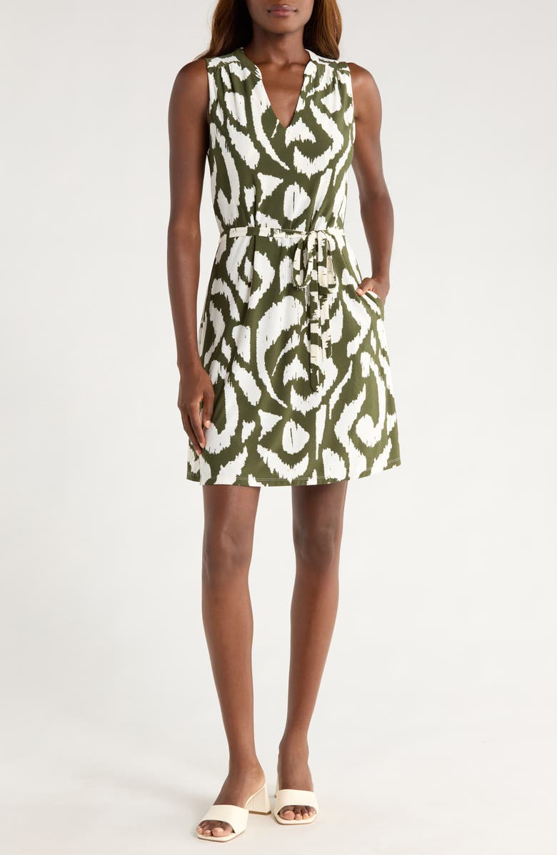 Tommy Bahama Carmela Ikat Print Dress, Main, color, Palm Verde