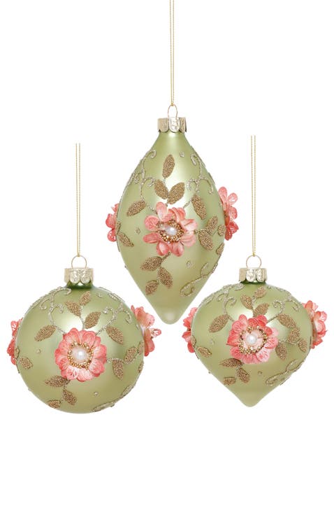 Floral Pearl Ornament, Box of 6