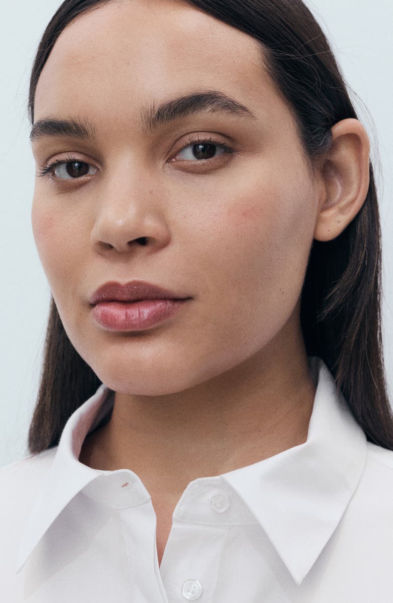 MANGO Poplin Crop Button-Up Shirt, Alternate, color, Off White