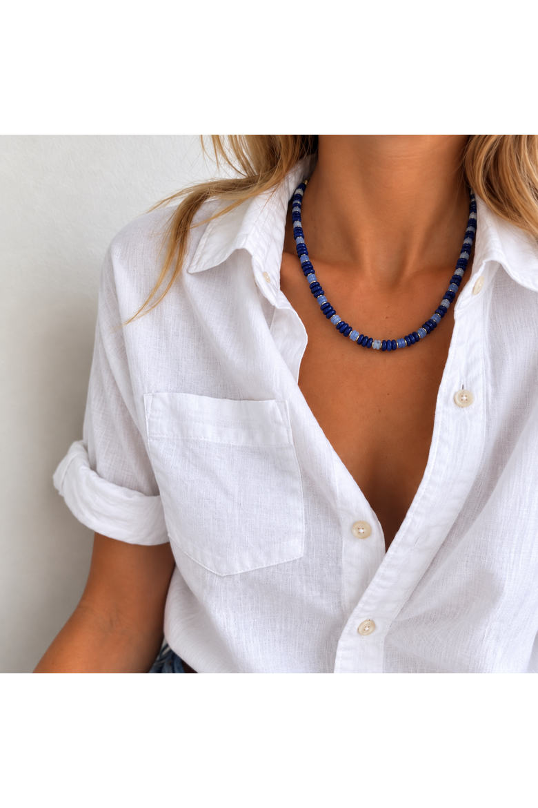 Indigo Blues Beaded Necklace, Alternate, color, Blue