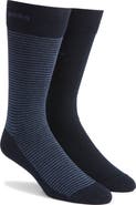 BOSS Assorted 2-Pack Solid & Stripe Cotton Blend Dress Socks