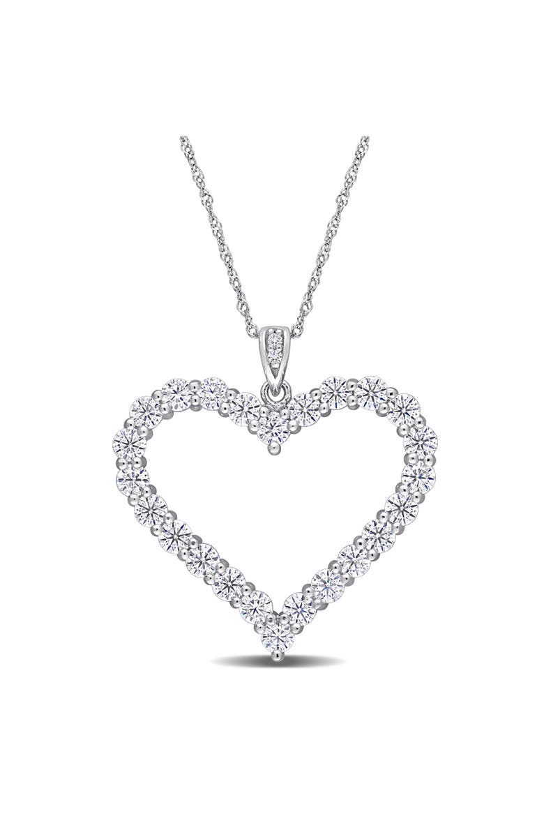 2-2/5 CT DEW Moissanite Heart Necklace, Main, color, Sterling Silver