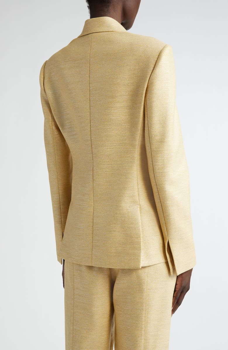 ST. JOHN Doubled Breasted Metallic Twill Blazer, Alternate, color, Silver/ Sunflower Multi