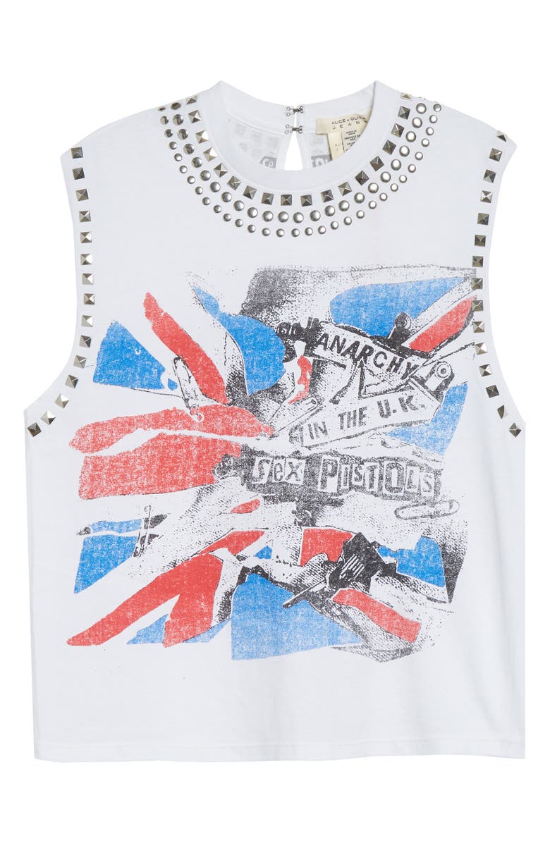 Alice + Olivia Micah Embellished Muscle Tank, Alternate, color, Sex Pistols