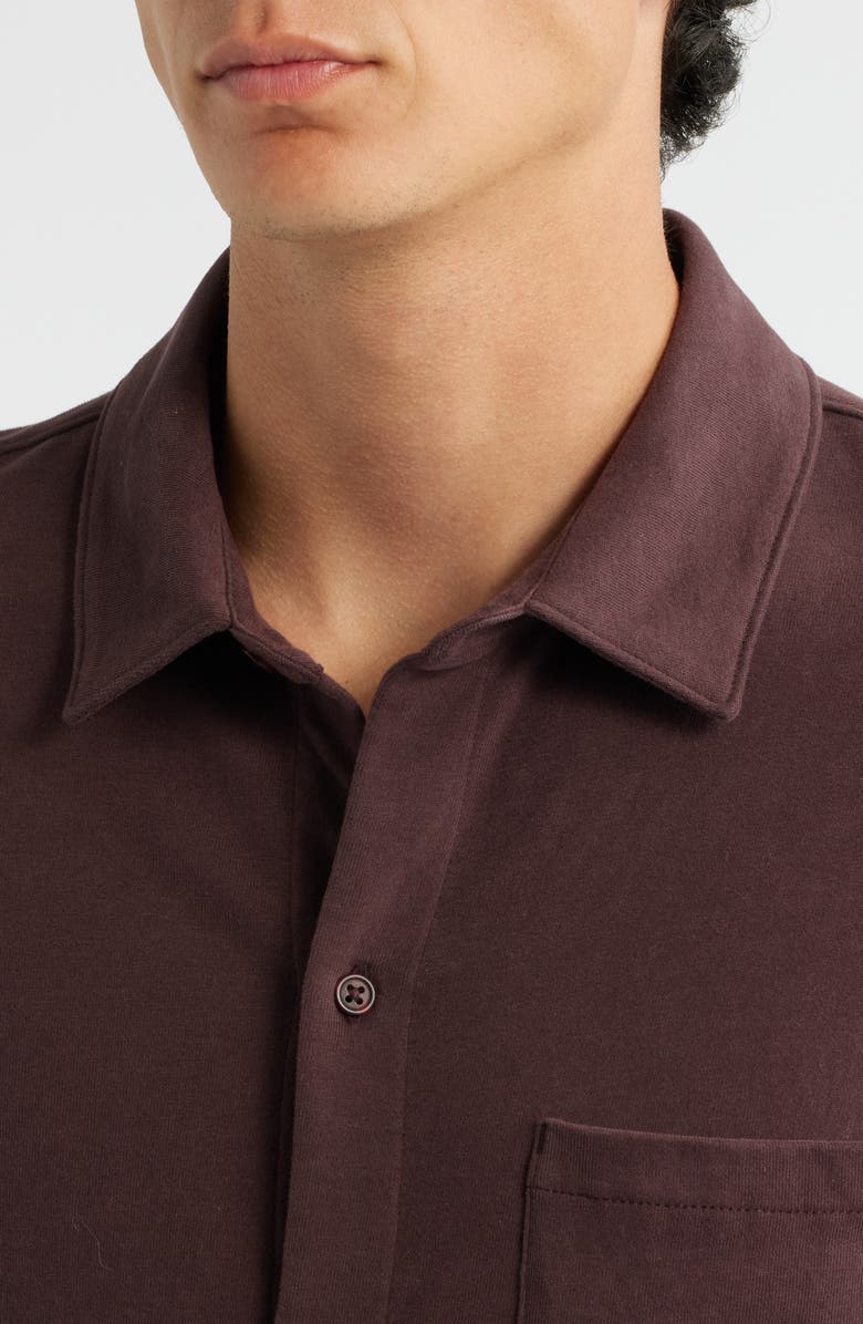 Vince Sueded Knit Button-Up Shirt, Alternate, color, Port