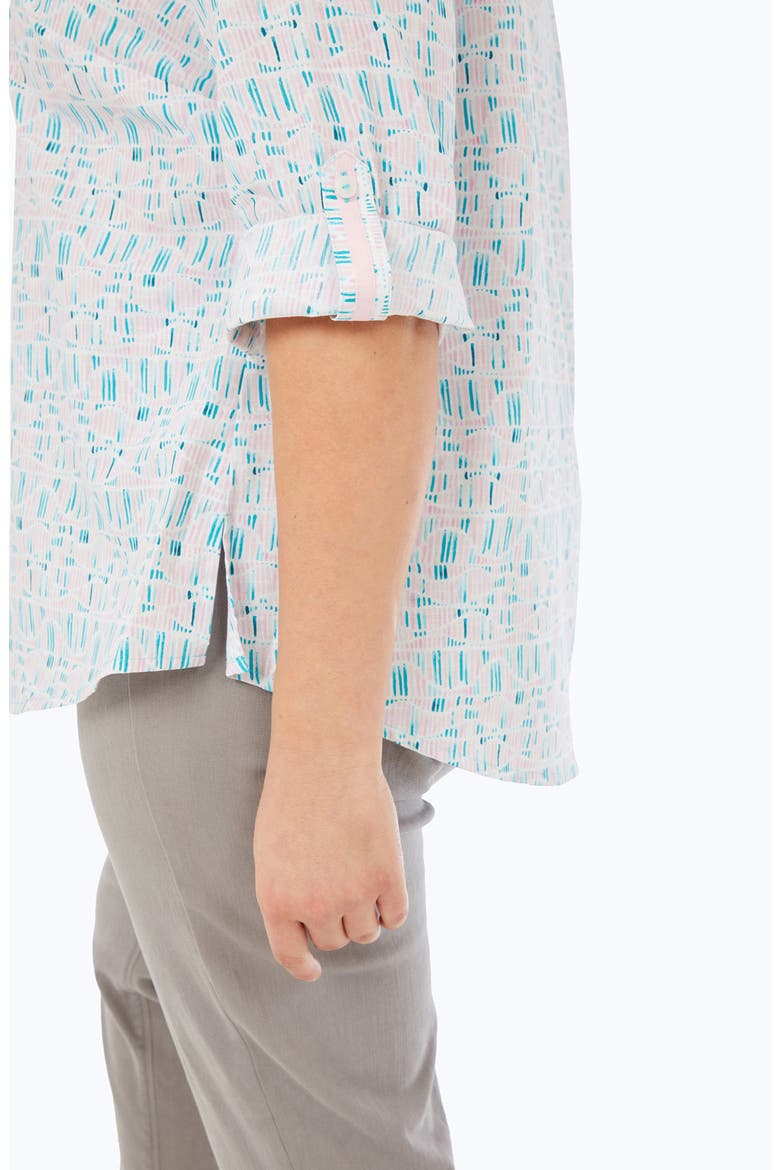 Zoey Printed Roll Tab Cotton Button-Up Shirt, Alternate, color, OCEANSIDE