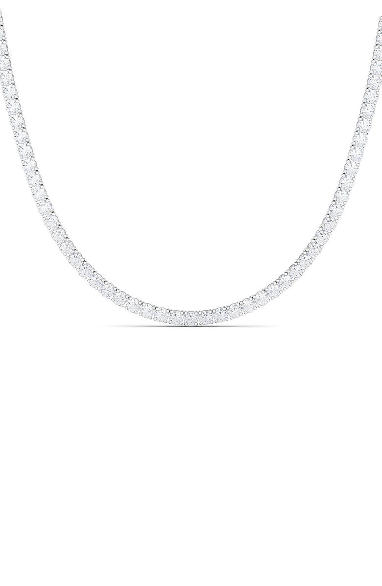 HauteCarat Lab Created Diamond Tennis Necklace, Main, color, 18K White Gold