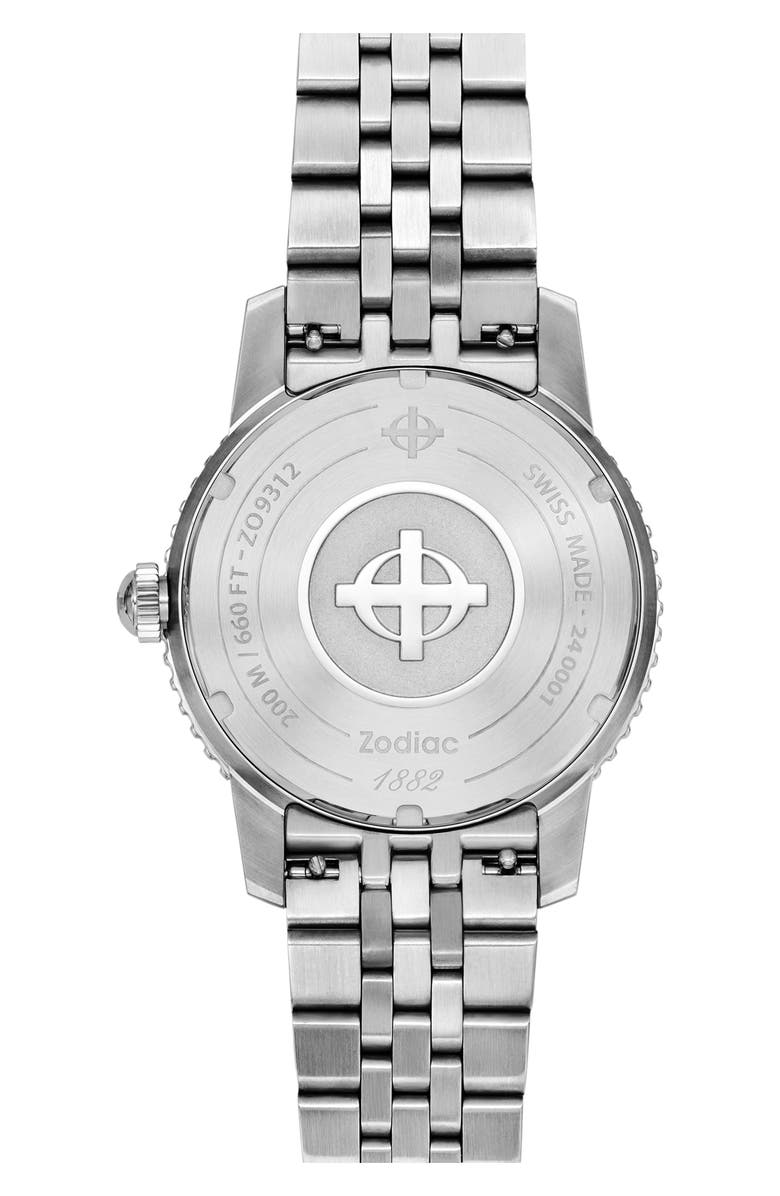 Zodiac Compression Diver Automatic Stainless Steel Watch, 40mm, Alternate, color, 