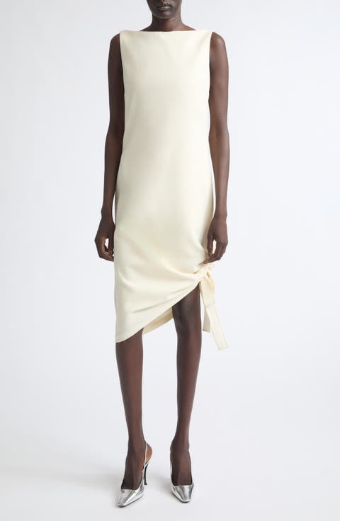 Asymmetrical Boatneck Sheath Dress