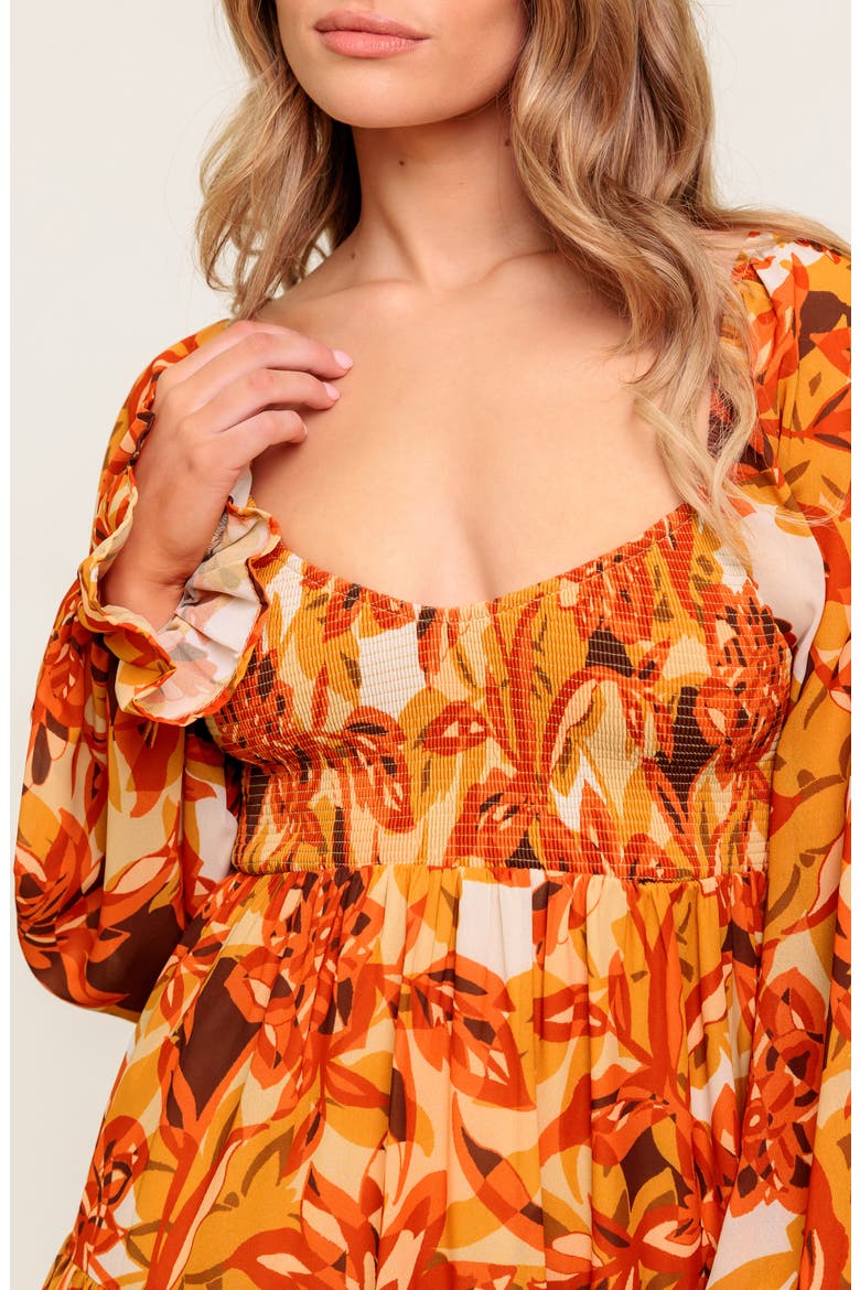 Long Sleeve Babydoll Dress, Alternate, color, RUST