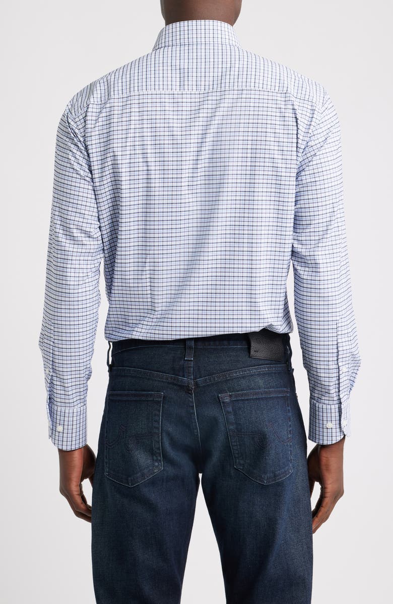Peter Millar Leavenworth Check Performance Twill Button-Down Shirt, Alternate, color, Evening Tide
