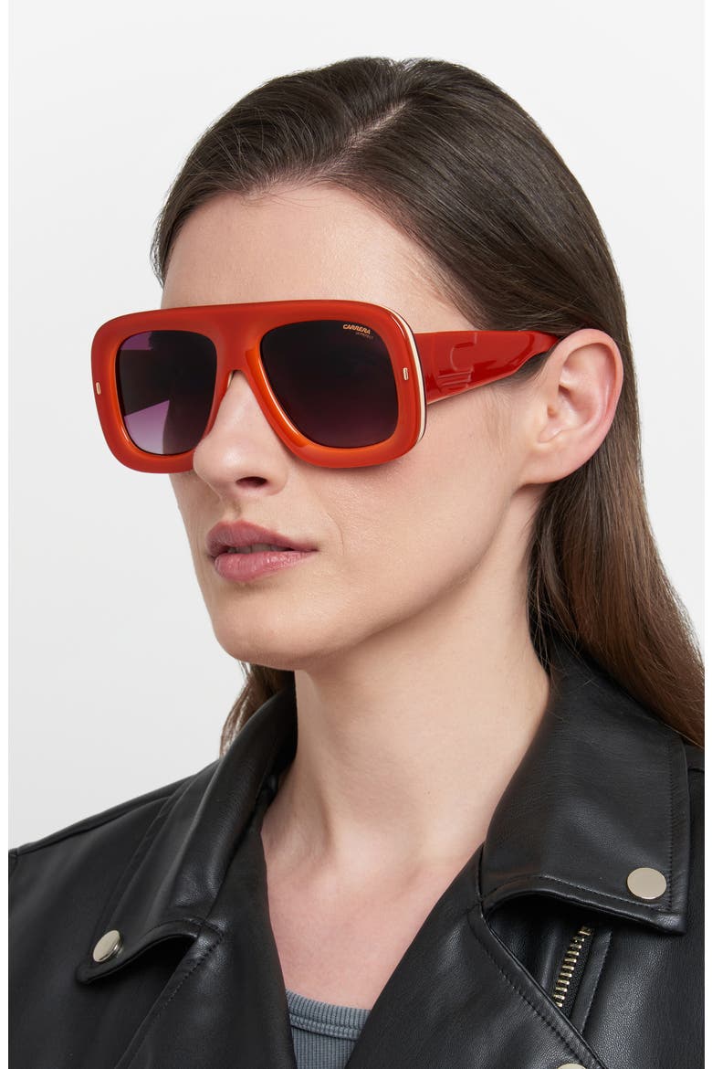 Special Edition FLAGLAB 18 57mm Gradient Square Shield Sunglasses, Alternate, color, ORANGEGOLD/ VIOLIET GREY