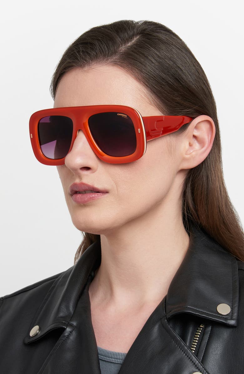 Carrera Eyewear Special Edition FLAGLAB 18 57mm Gradient Square Shield Sunglasses, Alternate, color, Orangegold/ Violiet Grey