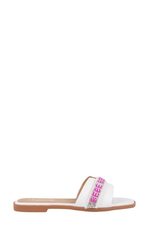 Bebe Rhinestone Slide Sandal In White