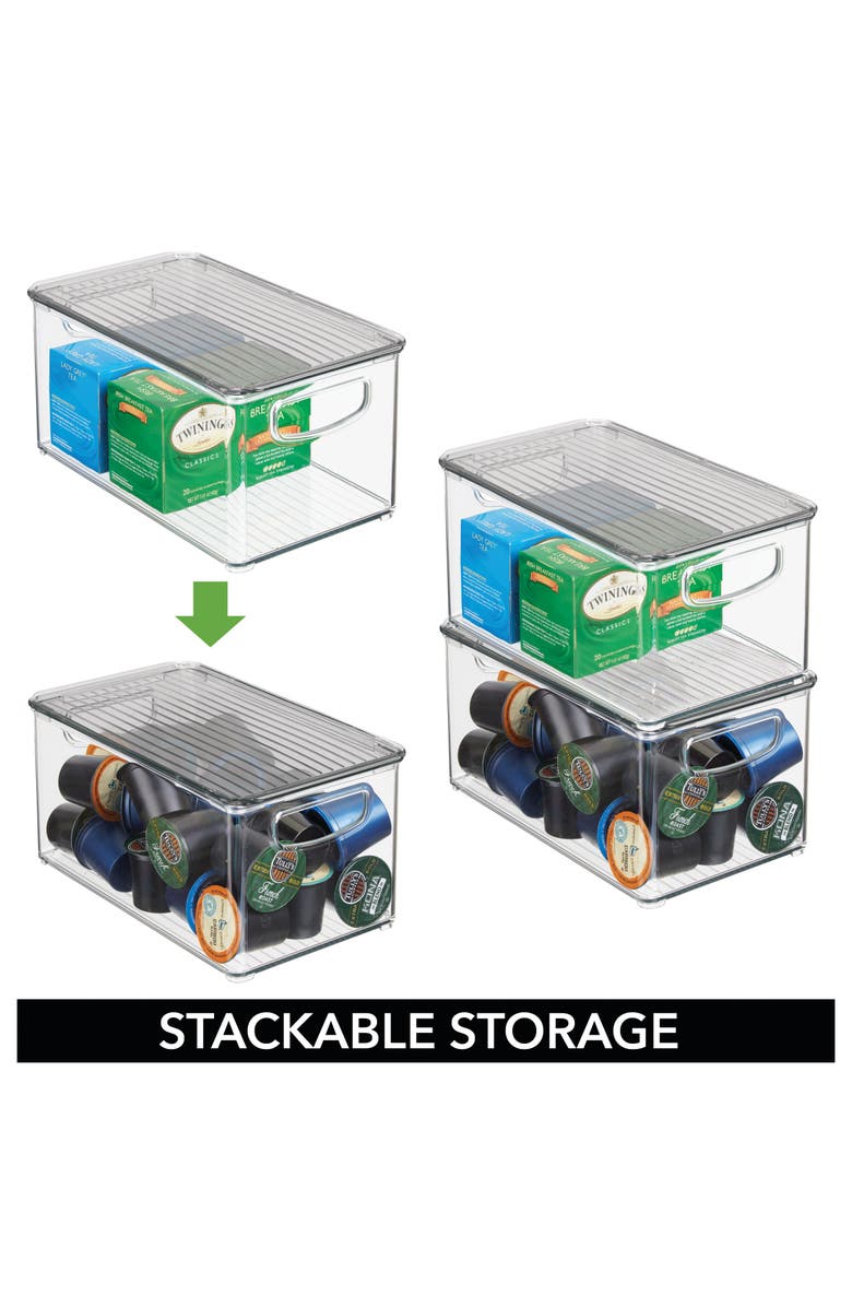 mDesign Plastic Deep Kitchen Storage Bin Box, Lid/Handles, 6 Pack, USA Made, Alternate, color, 