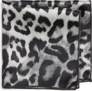 CLIFTON WILSON Leopard Print Silk Pocket Square