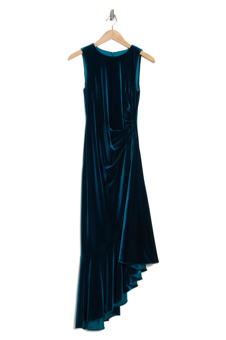 Sleeveless Ruffle Hem Velvet Midi Dress, Alternate, color, PEA