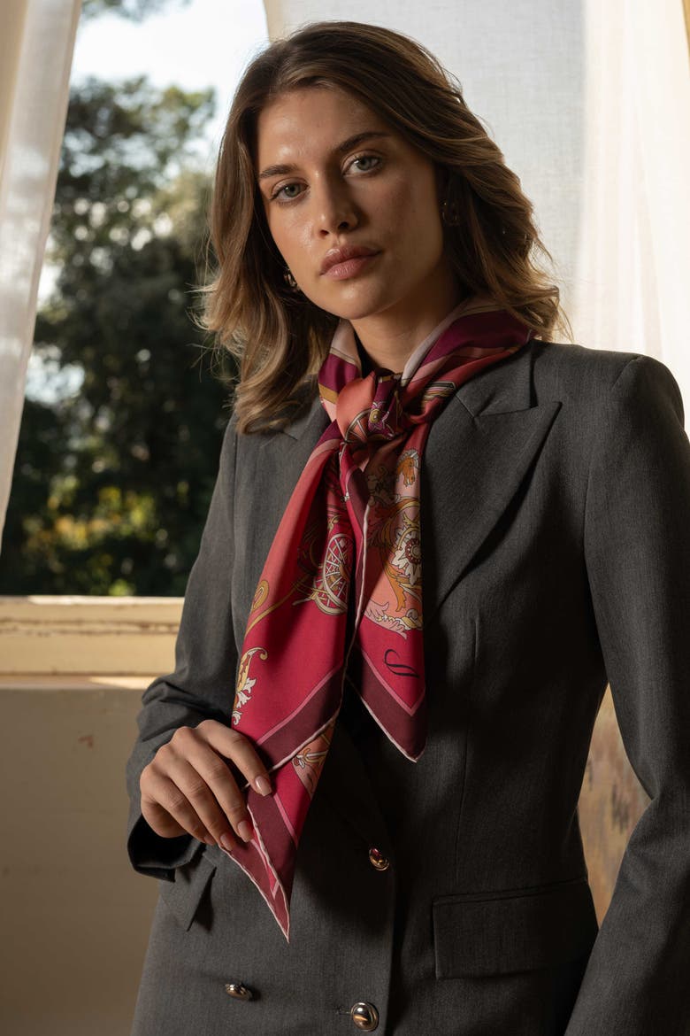 Carozza- Silk Foulard for Women, Alternate, color, Rose Red