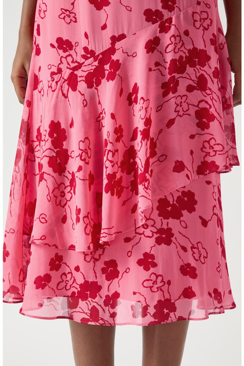 Rhoda Floral Tiered Georgette Midi Skirt, Alternate, color, PINK