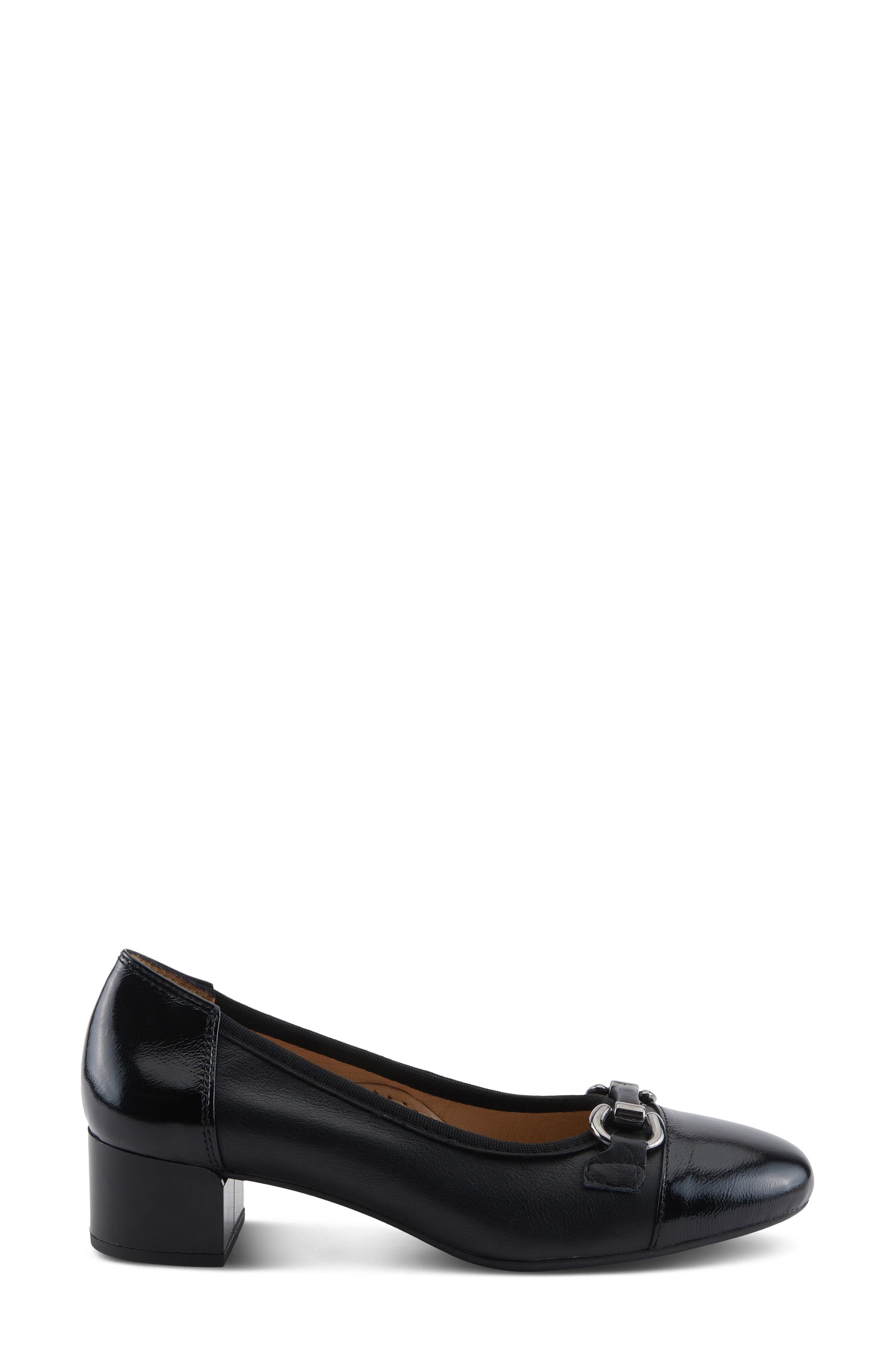 Spring Step Earline Cap Toe Pump, Alternate, color, Black Patent