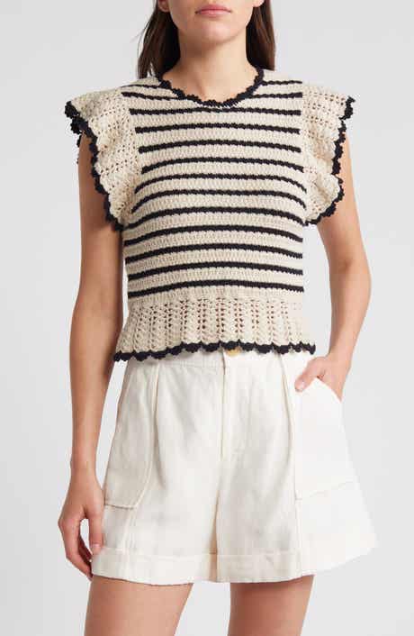 Coen Ruffle Sleeve Peplum Cotton Sweater