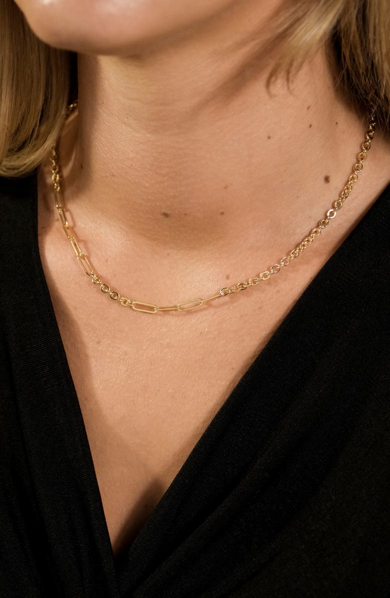 Sterling Forever Aurora Mixed Link Necklace, Alternate, color, Gold