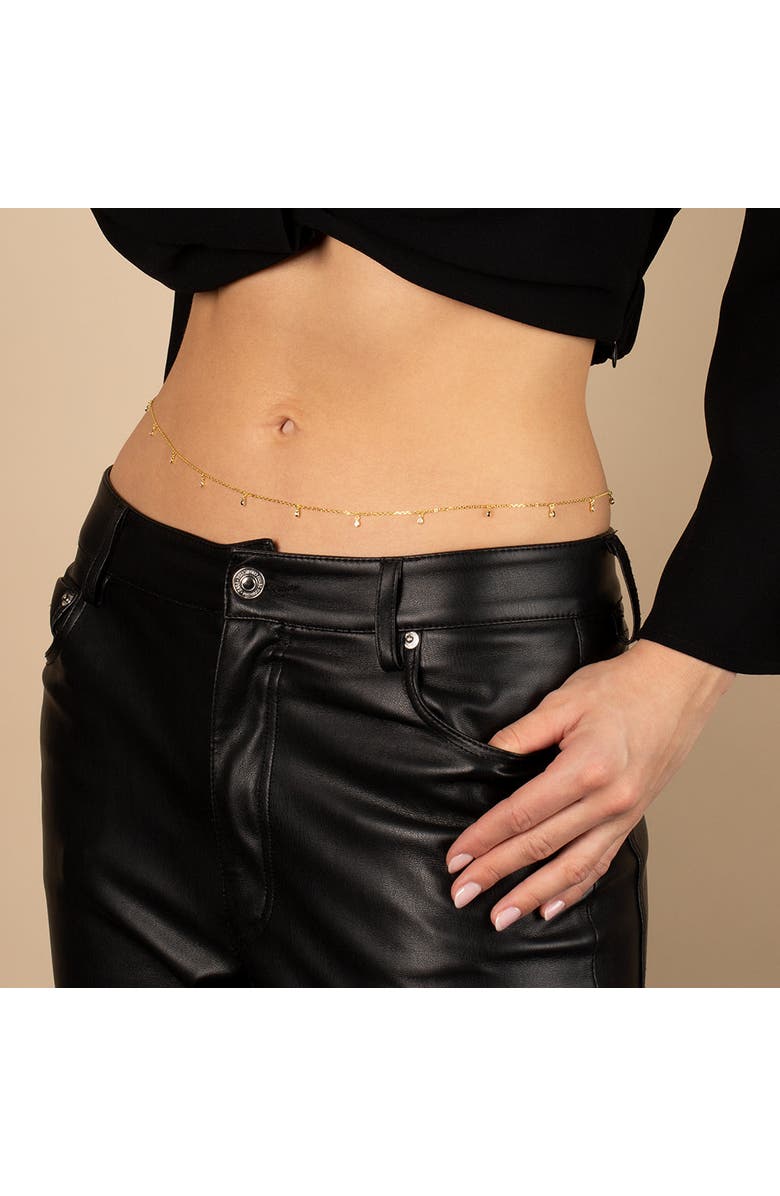 BY ADINA EDEN Teardrop CZ Bezel Shaker Belly Chain, Alternate, color, Gold