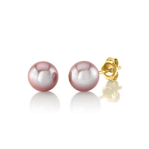 Freshwater Round Pearl Stud Earrings 7mm
