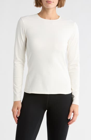 Yogalicious Ultra Lush Zena Fitted Long Sleeve T-shirts In White