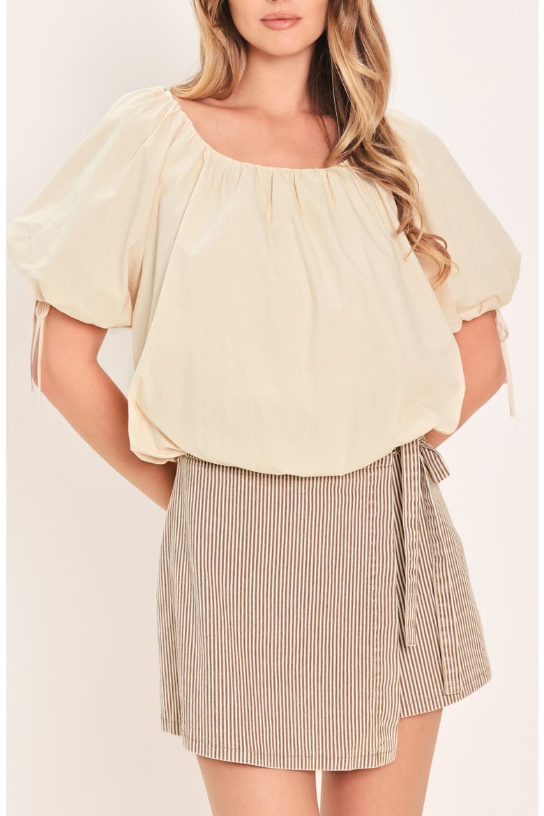 Puff Sleeve Cotton Top, Main, color, STONE