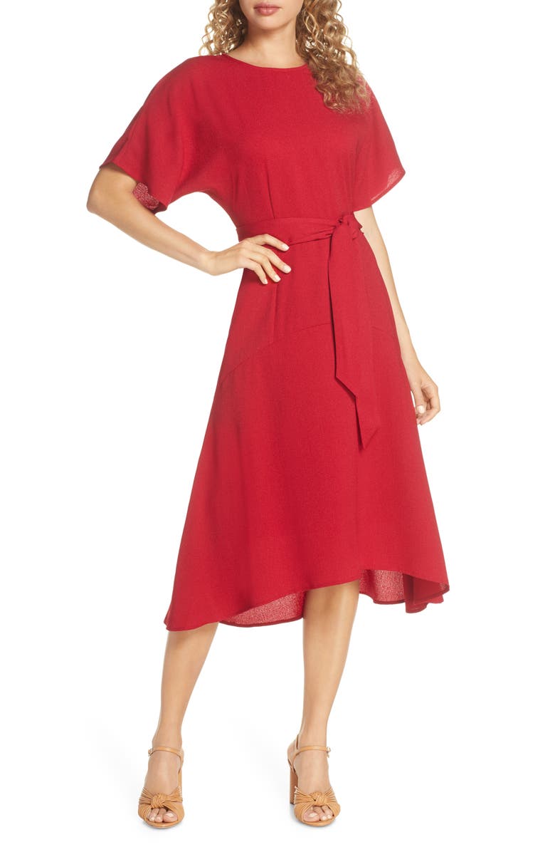 Charles Henry Dolman Sleeve Crepe Midi Dress, Main, color, 