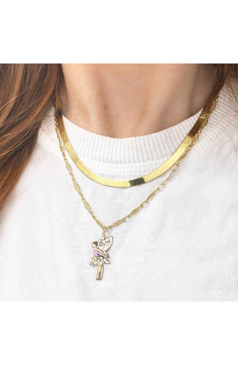 The Lovery Fine Jewelry Pink Enamel Fairy Charm, Alternate, color, Pink Enamel