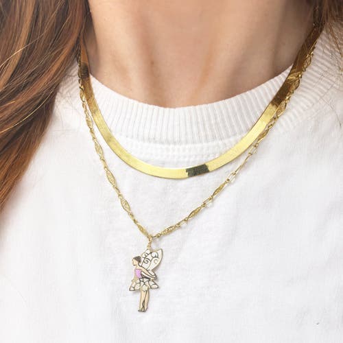 The Lovery Fine Jewelry Pink Enamel Fairy Charm In Gold