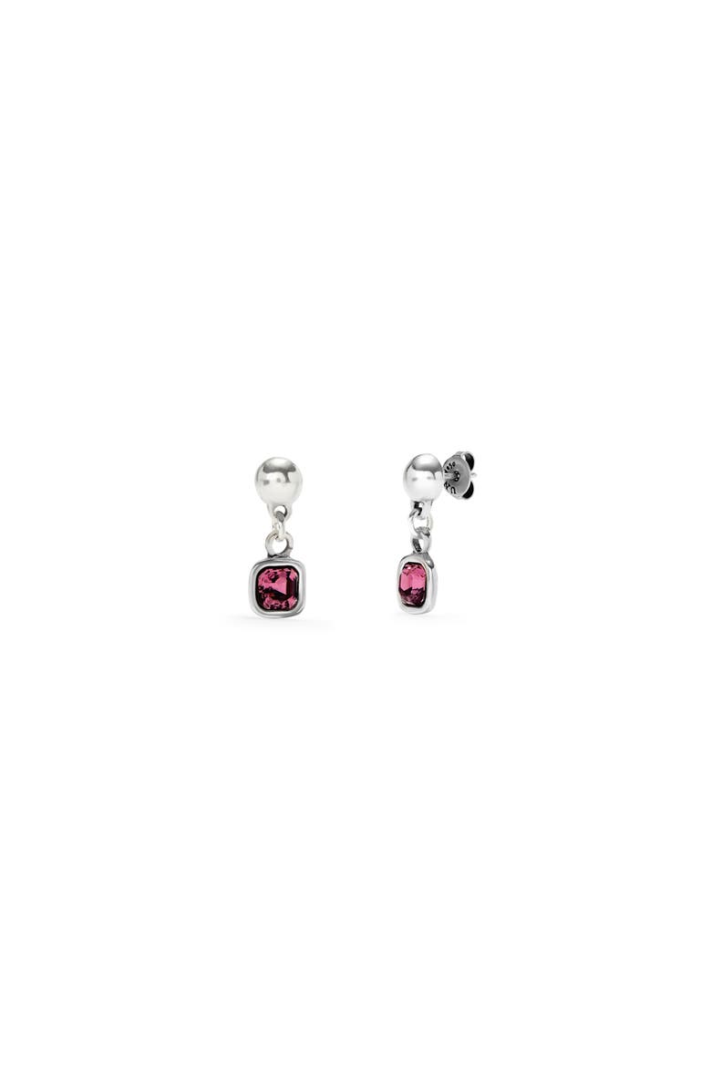 Earrings with Pink Crystals, Main, color, Silver