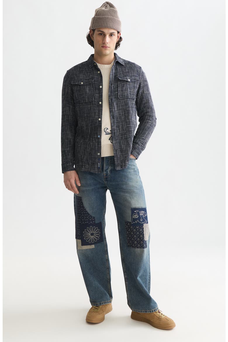 Woven Waffle Button-Up Shirt, Alternate, color, SKY CAPTAIN