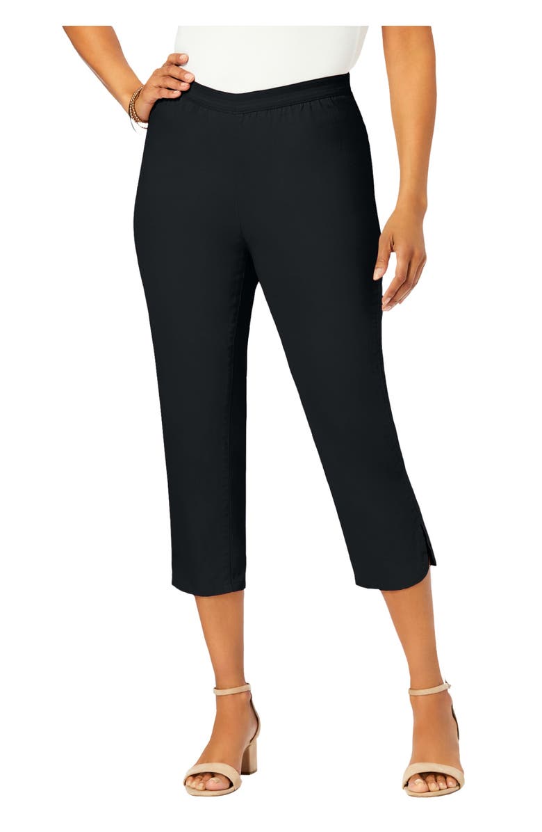 Jessica London Stretch Denim Crop Jeggings, Main, color, Black