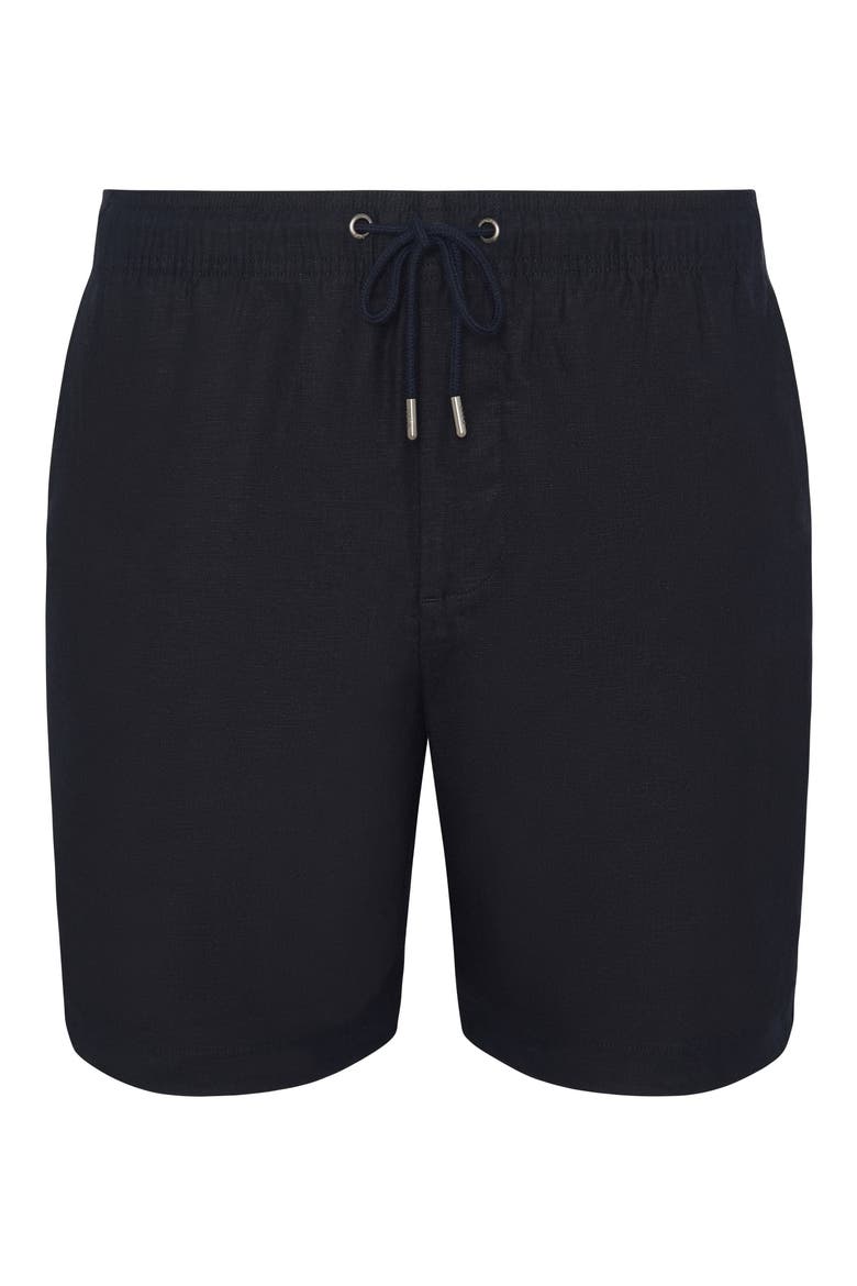Stretch Linen Blend Pull-On Shorts, Alternate, color, MIDNIGHT