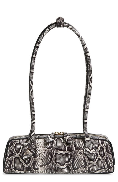 Small Le Teckel Genuine Snakeskin East/West Shoulder Bag
