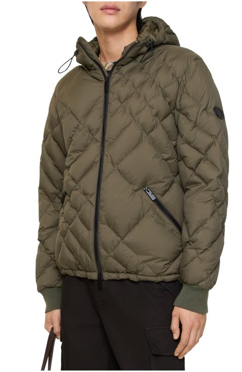 Check-stitch Nylon Doversgreen Puffer Jacket