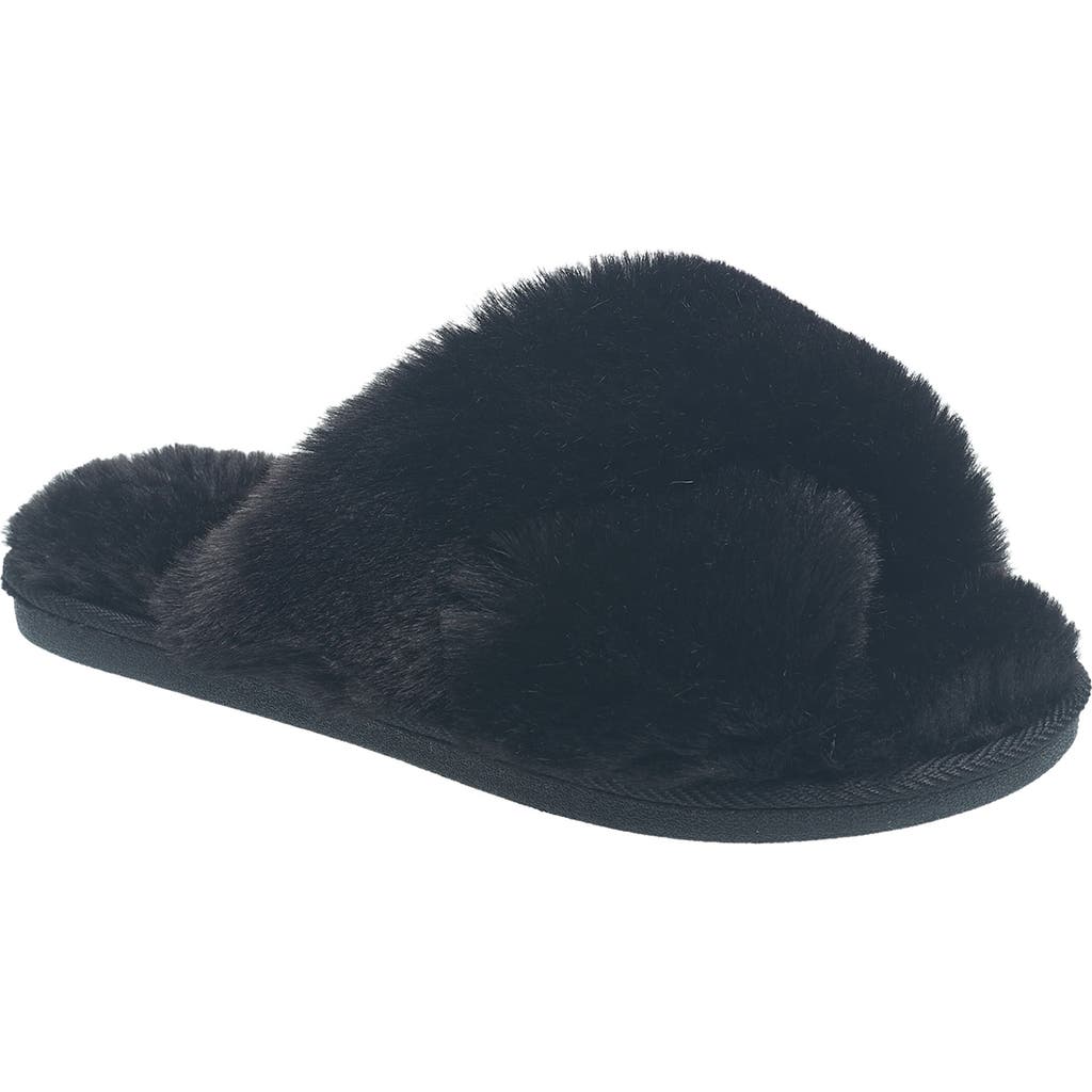 Nine West X-band Faux Fur Slipper In Black