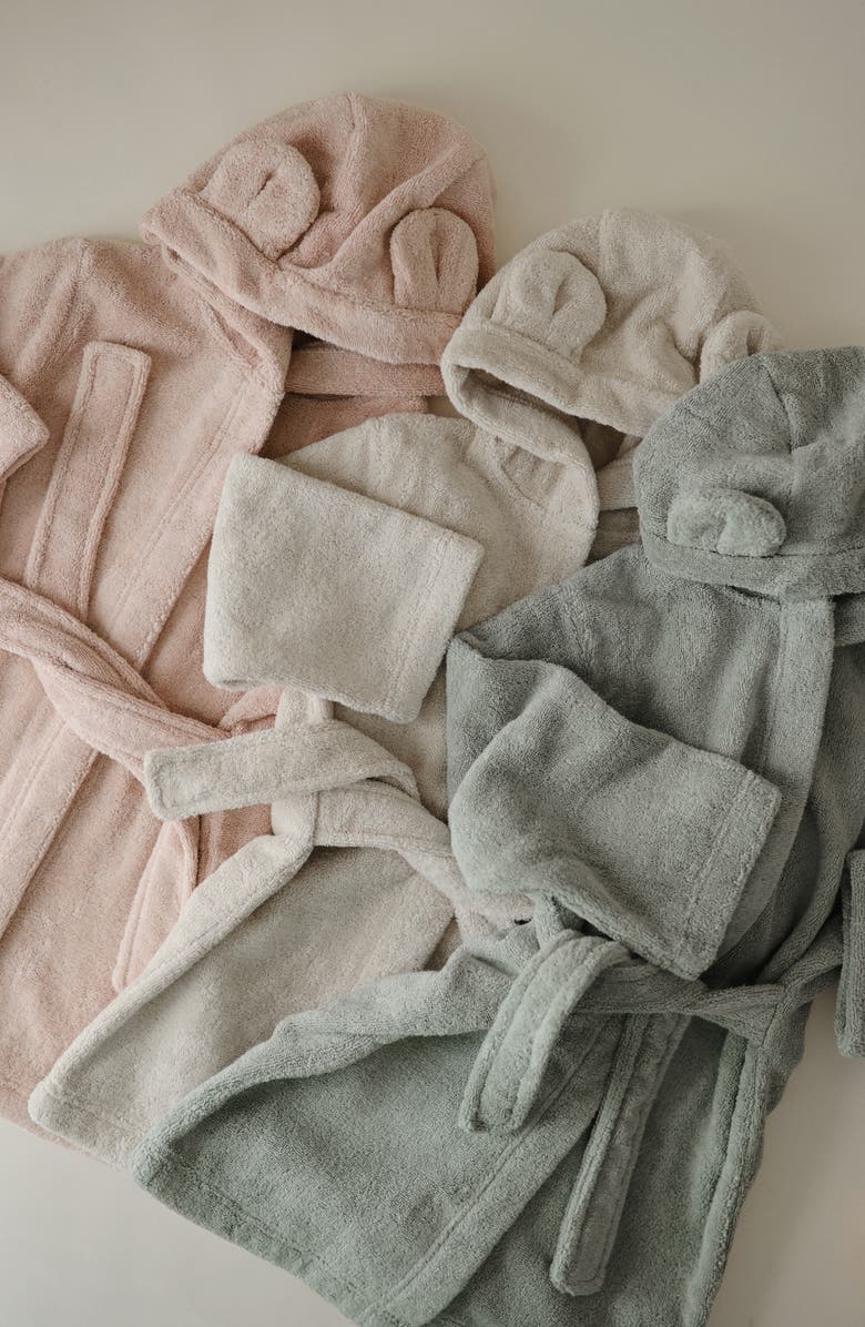 Mushie Bear Organic Cotton Terry Robe, Alternate, color, Fog