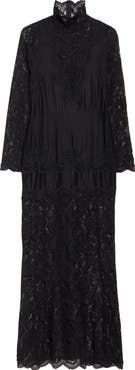 Rabanne Long Sleeve Lace & Jersey Dress | Nordstrom