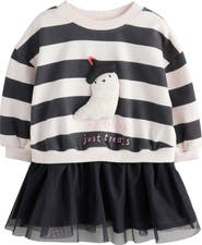 NEXT Kids' Halloween Appliqué Mixed Media Sweatshirt Dress