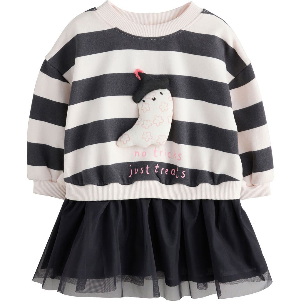 Next Kids' Halloween Appliqué Mixed Media Sweatshirt Dress In Blue