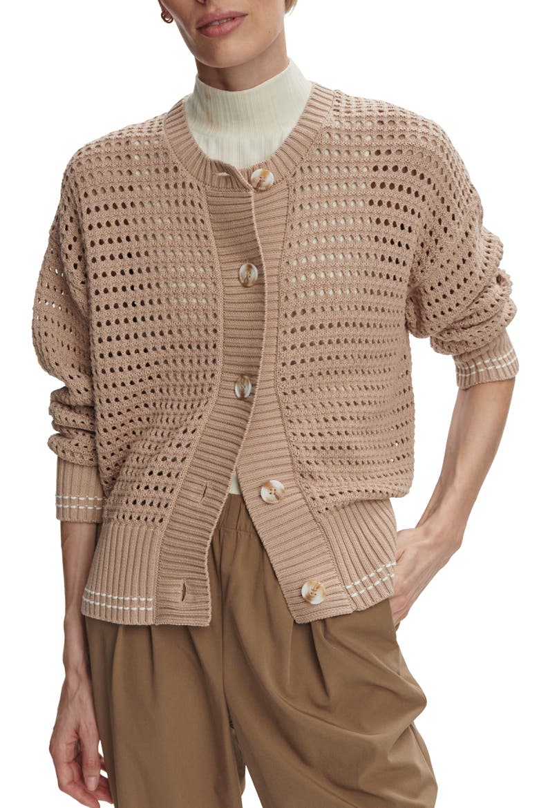 Open Stitch Cardigan, Main, color, LIGHT TAUPE