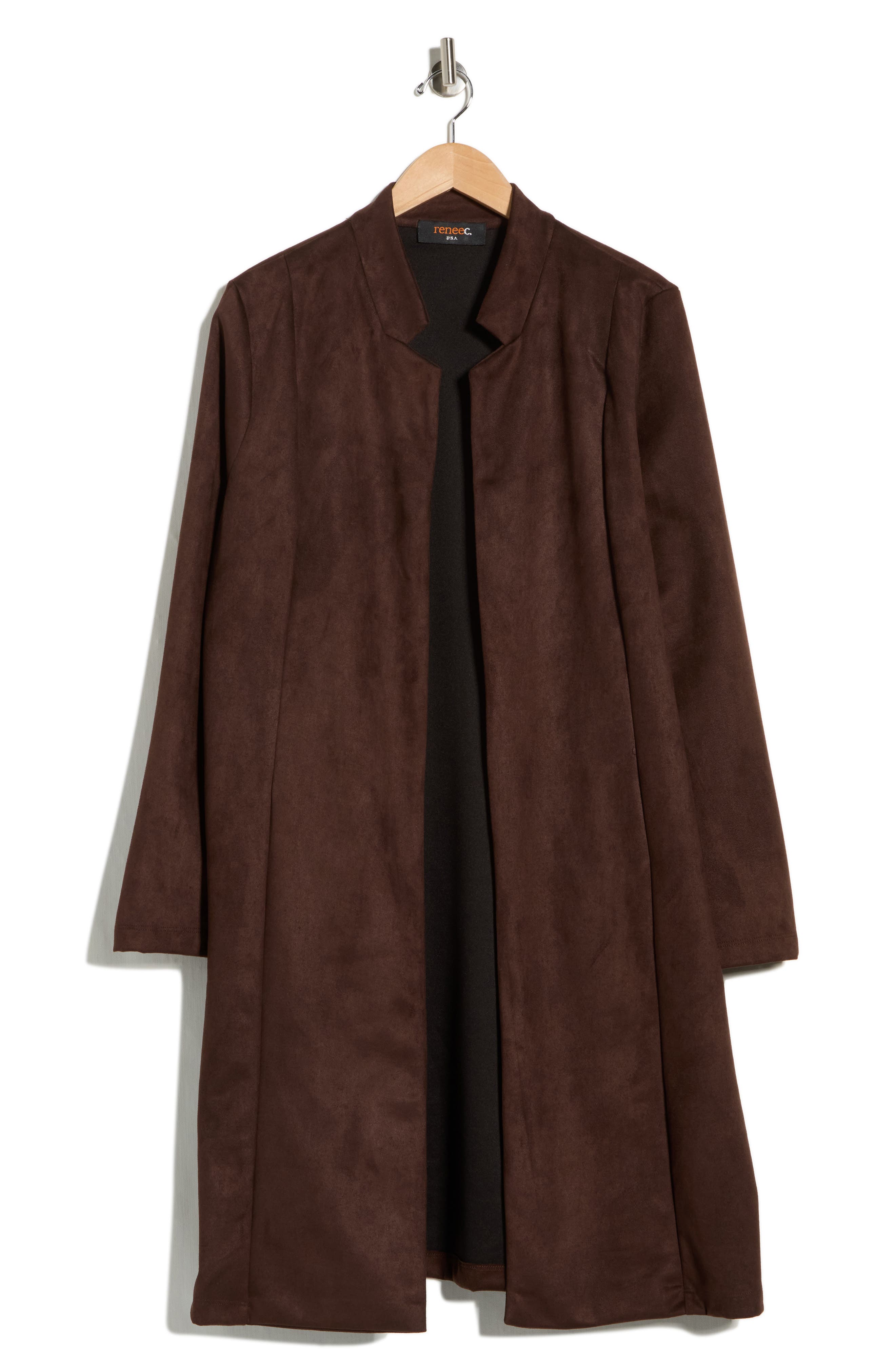 Renee C Faux Suede Longline Coat