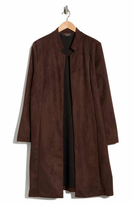 Renee C Faux Suede Longline Coat